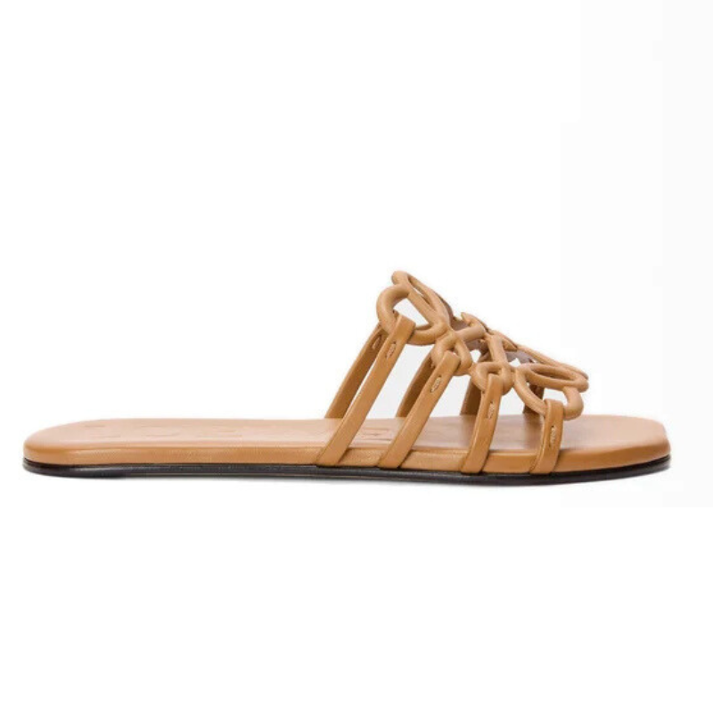 LOEWE Petal Anagram slide in soft calfskin Camel